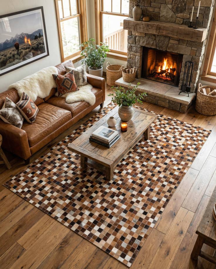 Detail image of 4' 8 x 6' 8 Cowhide Stocks Rug