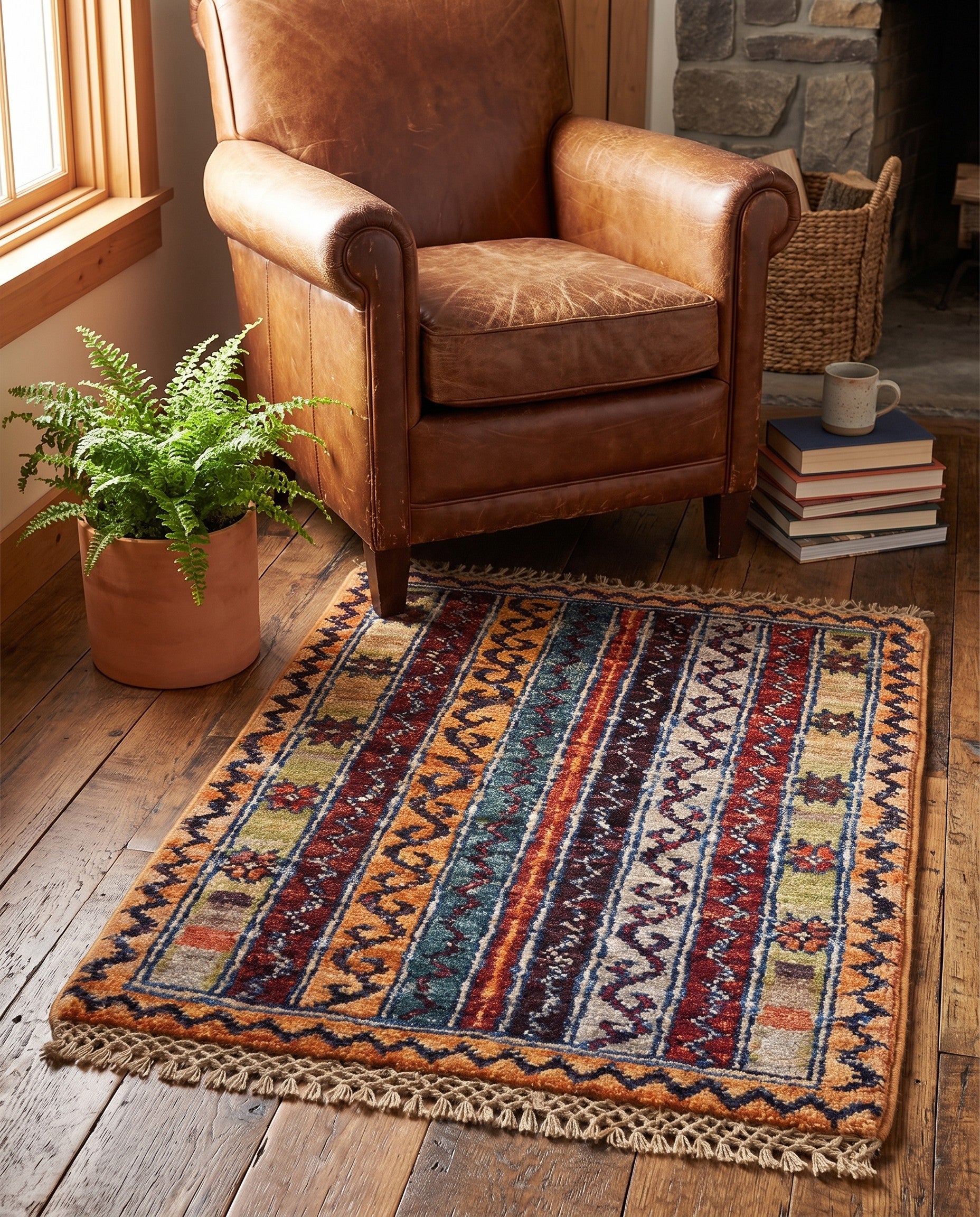 1' 4 x 2' Hand Knotted Ziegler Rug