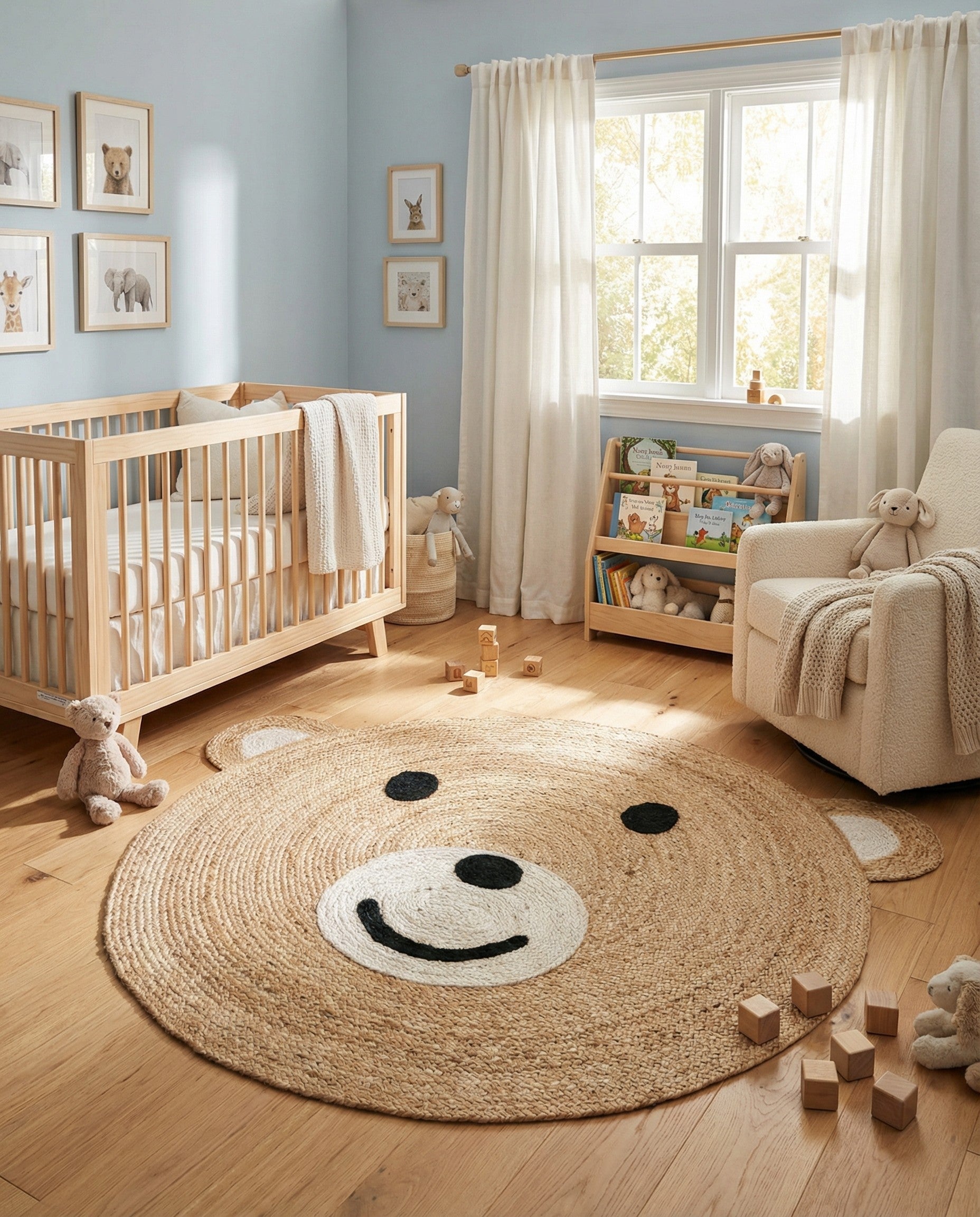  6' 1 x 6' 1  Hand Braided Kids Braided Jute Round Rug