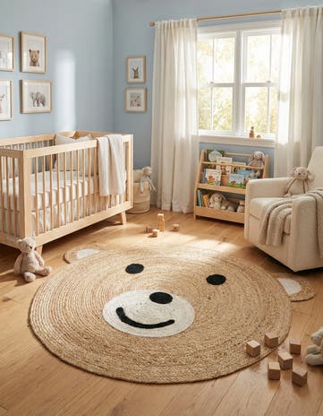 6' 1 x 6' 1 Hand Braided Kids Braided Jute Round Rug