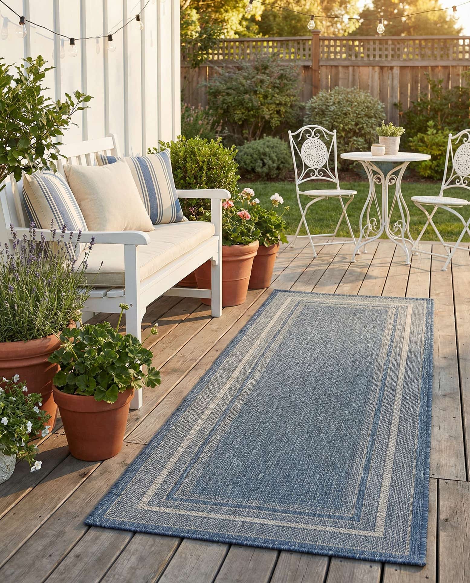 2' x 5' Easy-Clean Border Indoor / Outdoor Runner Rug
