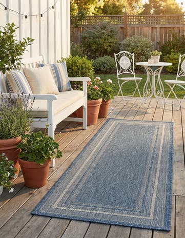 2' x 5' Easy-Clean Border Indoor / Outdoor Runner Rug