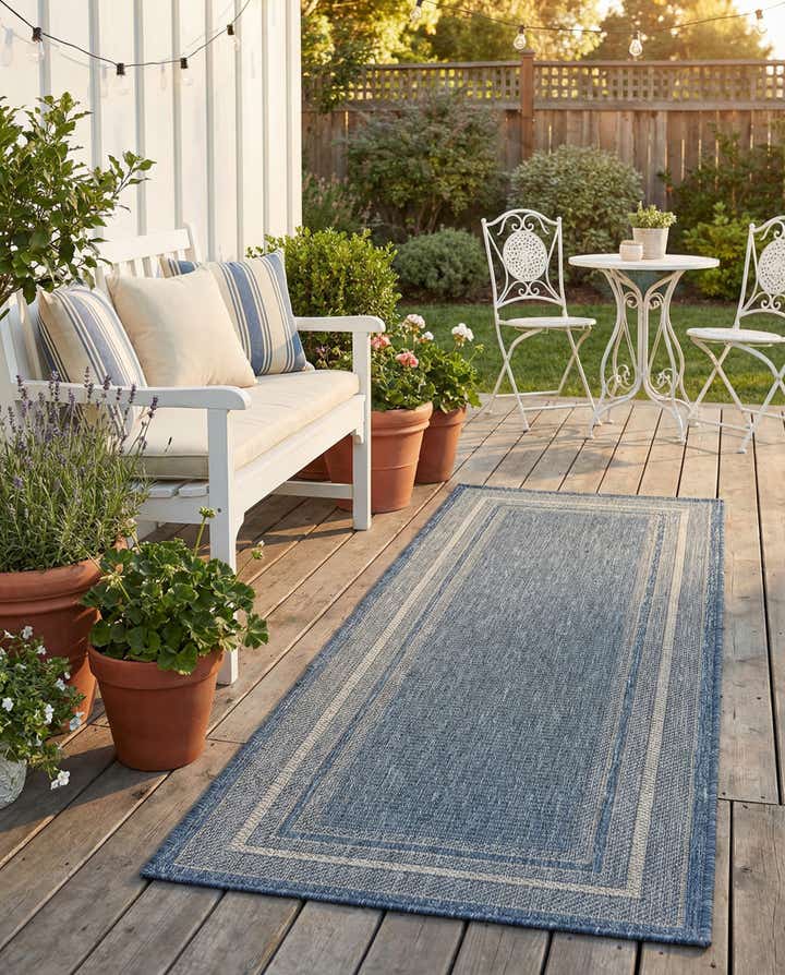 2' x 5' Easy-Clean Border Indoor / Outdoor Runner Rug