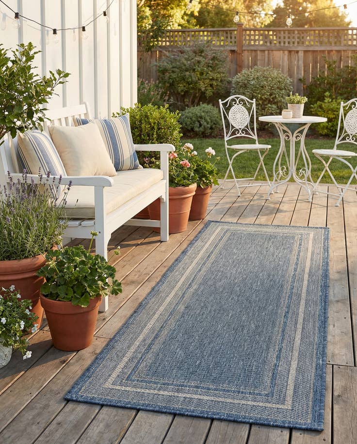 Detail image of 2' x 5' Easy-Clean Border Indoor / Outdoor Runner Rug