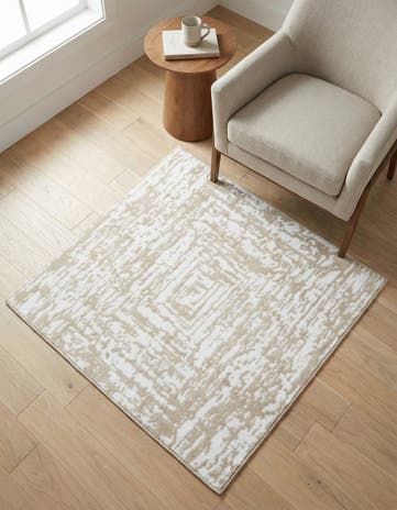 White Bone Hermitage Square Rug