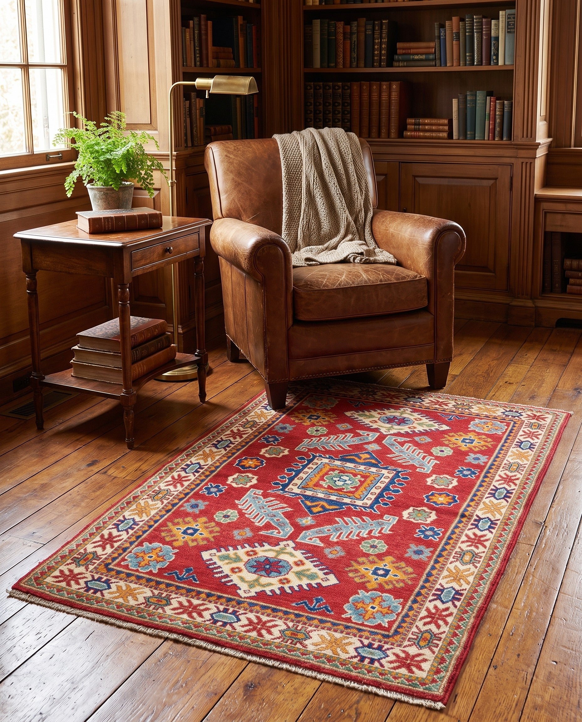 3' 3 x 4' 11 Hand Knotted Kazak Rug