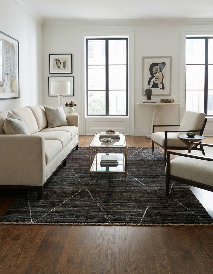 Detail image of 4' 9 x 6' 4 Hand Knotted Moroccan Wool Rug