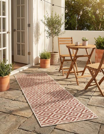 Rust Red Easy-Clean Jill Zarin Costa Rica Indoor / Outdoor Runner Rug