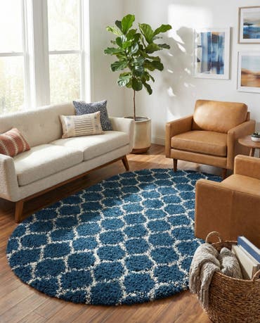  7' 10 x 10' Lattice Shag Oval Rug