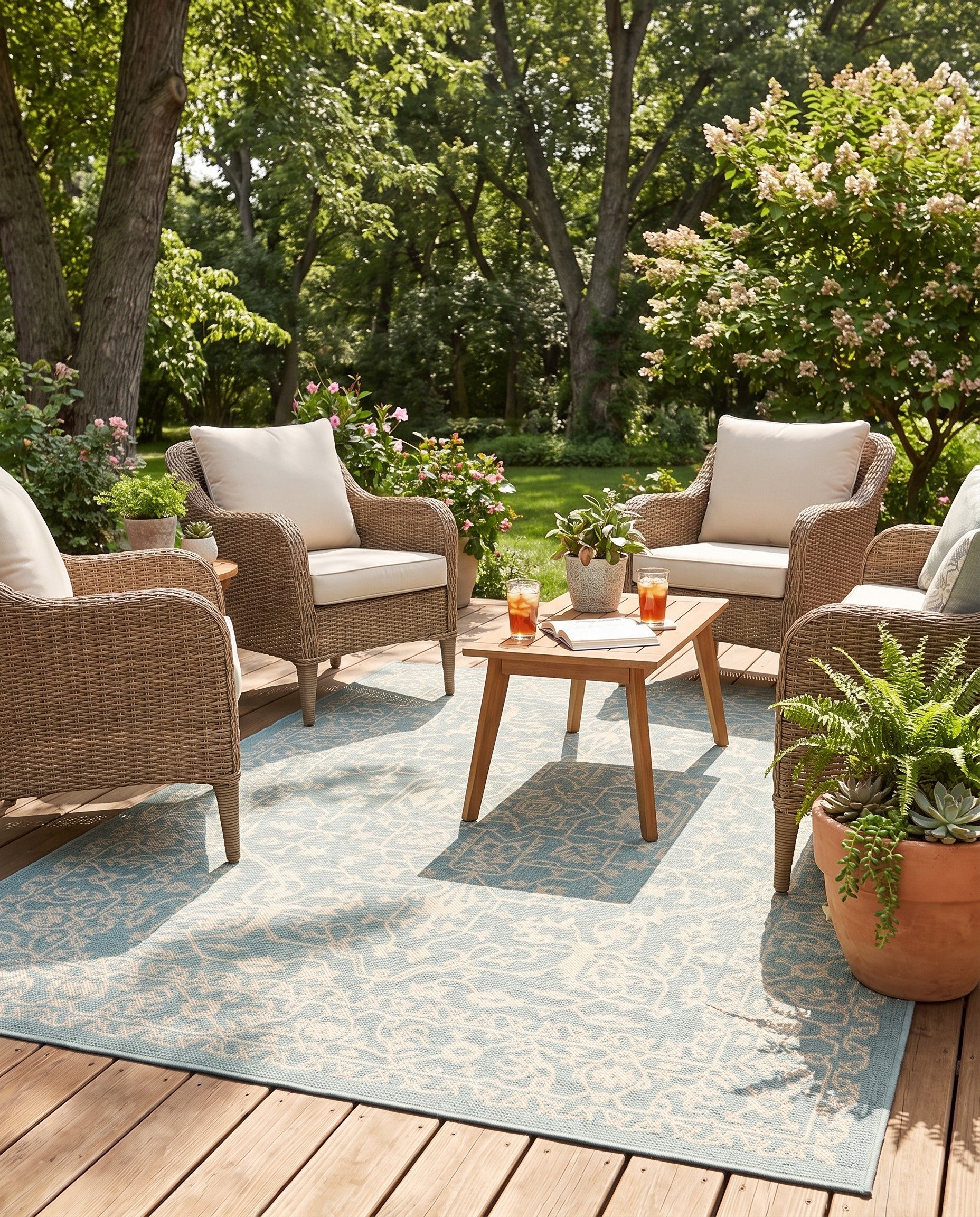 5' x 8' Easy-Clean Botanical Indoor / Outdoor Rug