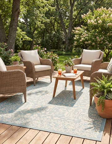 5' x 8' Easy-Clean Botanical Indoor / Outdoor Rug