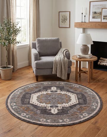 Blue Grand Tradition Round Rug