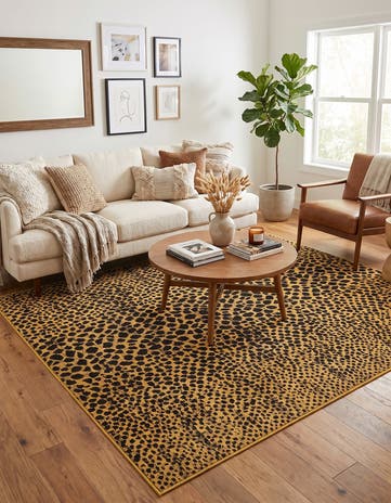 Black and Gold Kamala Washable Square Rug