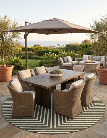 12' x 12' Easy-Clean Modern Indoor / Outdoor Round Rug