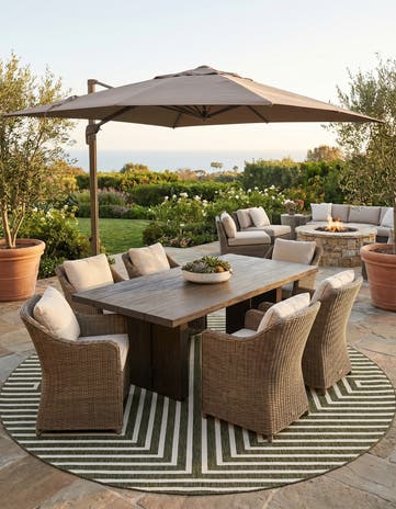 12' x 12' Easy-Clean Modern Indoor / Outdoor Round Rug