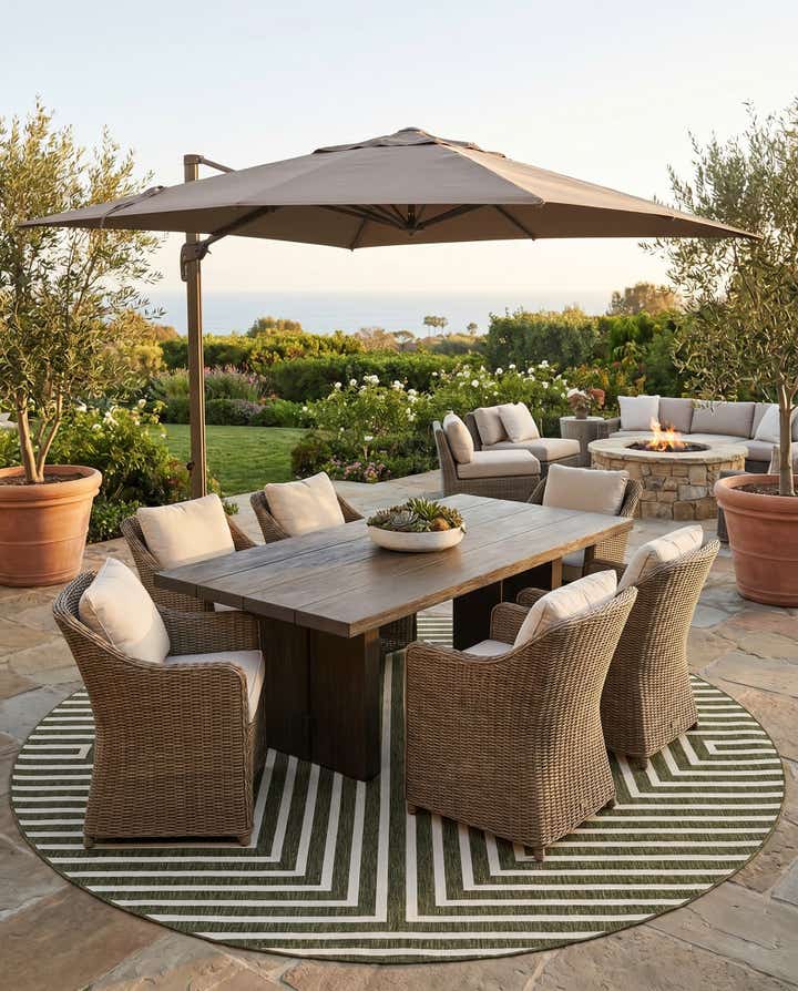 12' x 12' Easy-Clean Modern Indoor / Outdoor Round Rug