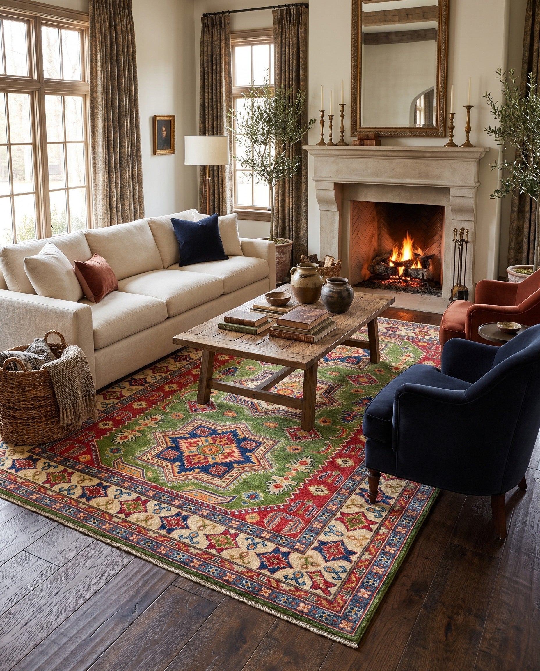 6' 4 x 8' 11 Hand Knotted Kazak Rug