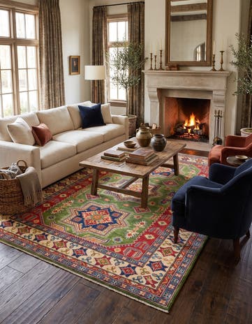 6' 4 x 8' 11 Hand Knotted Kazak Rug