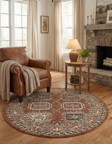 Terracotta Rust Red Grand Tradition Round Rug