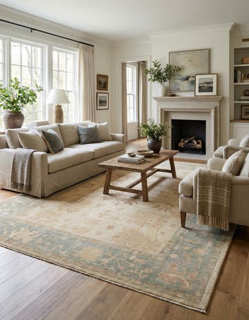 9' 2 x 11' 10 Hand Knotted Oushak Wool Rug