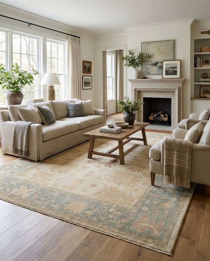 Detail image of 9' 2 x 11' 10 Hand Knotted Oushak Wool Rug