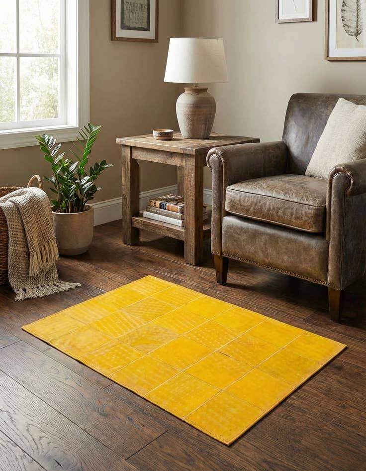 Detail image of 2' 1 x 3' 1 Cowhide Leather Rug