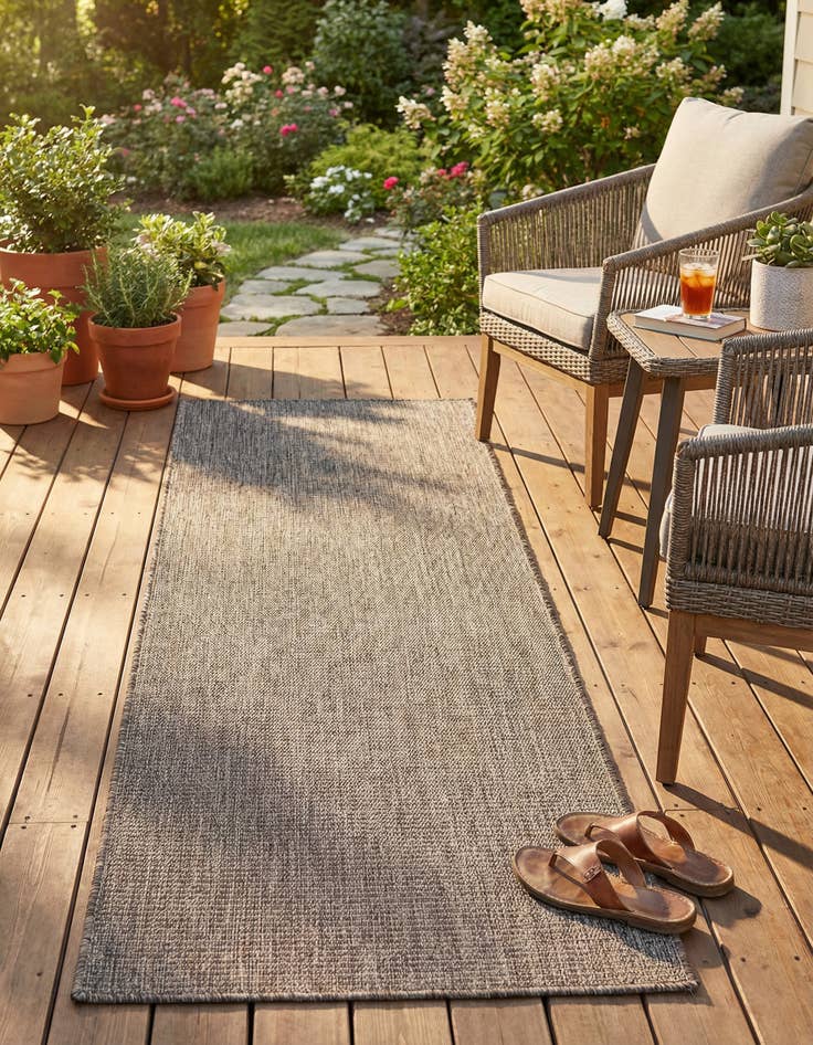 Detail image of 2' x 6' Washable Solid Indoor / Outdoor Runner Rug