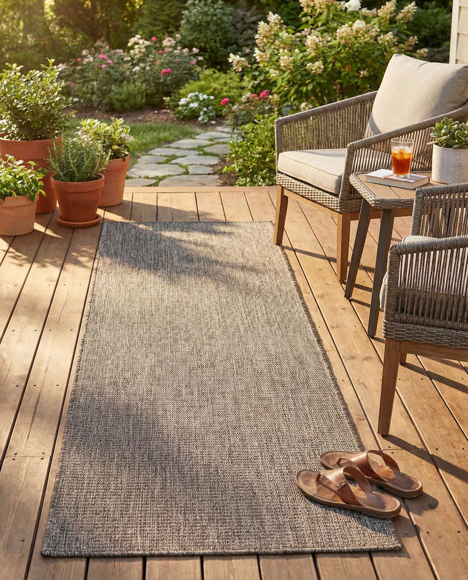 2' x 6' Easy-Clean Solid Indoor / Outdoor Runner Rug
