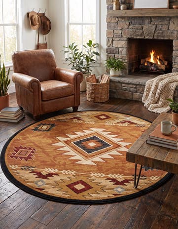 Brick Pioneer Round Rug