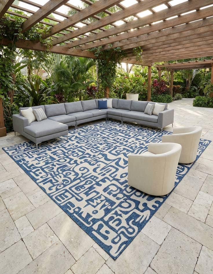 Detail image of 12' x 12' Easy-Clean Modern Indoor / Outdoor Square Rug