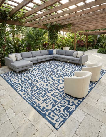 12' x 12' Easy-Clean Modern Indoor / Outdoor Square Rug
