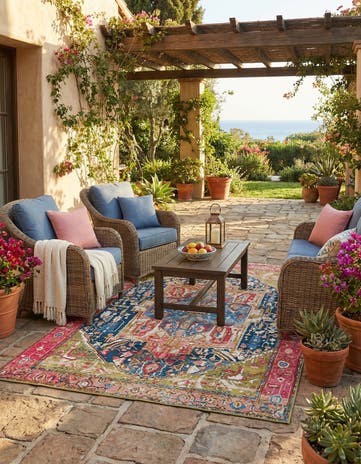 5' 3 x 8' Easy-Clean Traditional Indoor / Outdoor Rug
