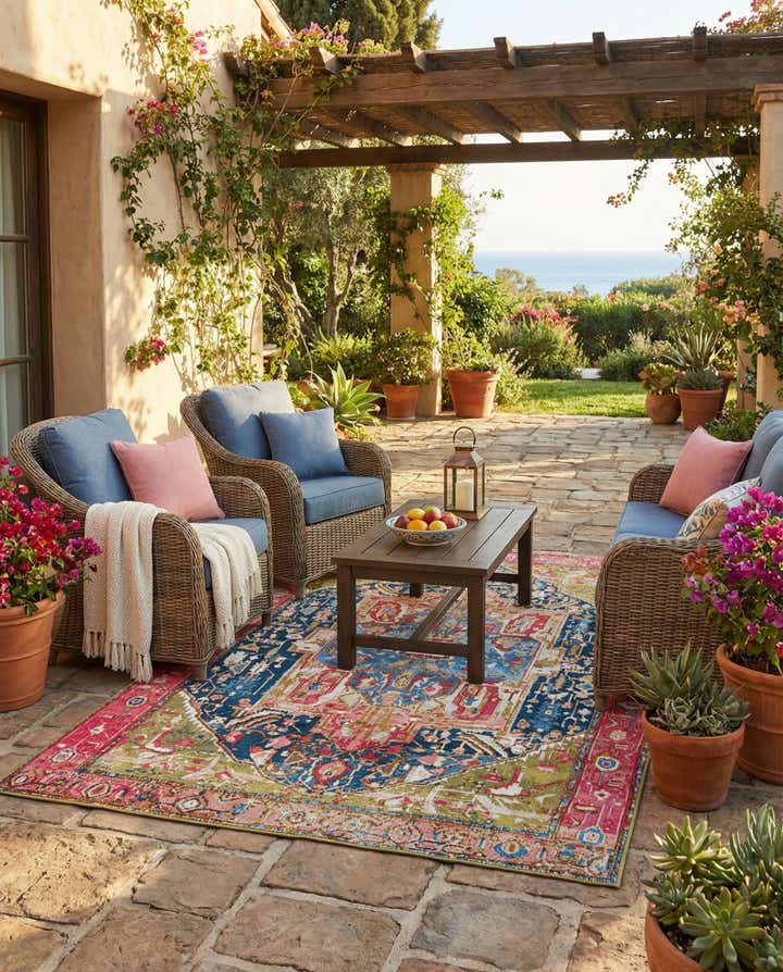 5' 3 x 8' Easy-Clean Traditional Indoor / Outdoor Rug