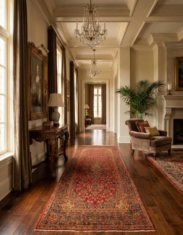6' 4 x 10' 11 Hand Knotted Kashan Persian Wool Runner Rug
