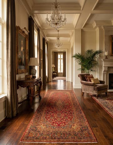 6' 4 x 10' 11 Hand Knotted Kashan Persian Wool Runner Rug
