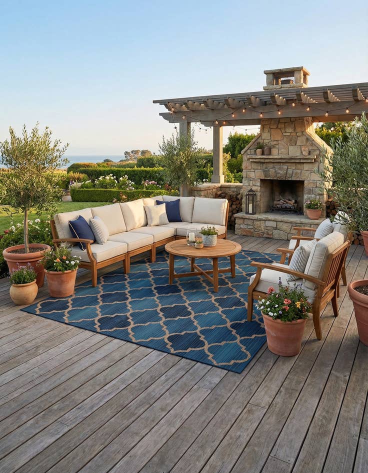 Detail image of 5' 3 x 8'  Washable Trellis Indoor / Outdoor Rug