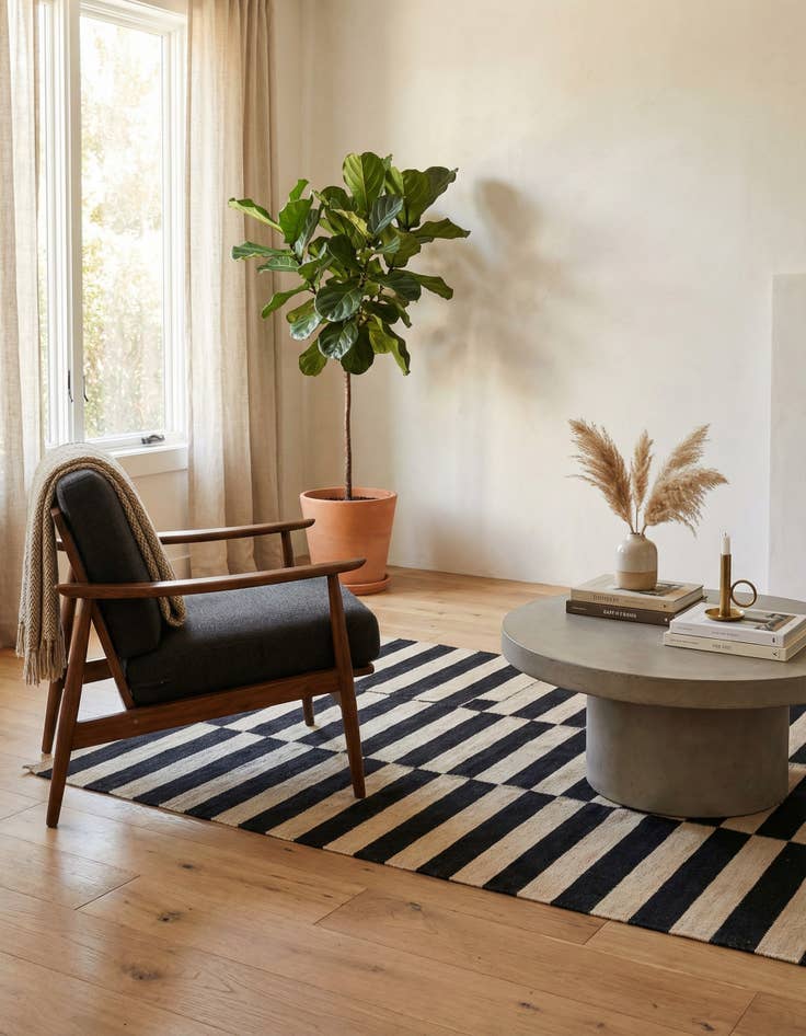 Detail image of 3' 4 x 4' 10 Hand Woven Kilim Modern Wool Rug