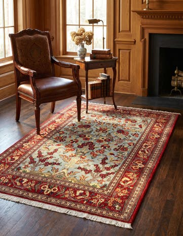3' 5 x 5' 4 Hand Knotted Qom Persian Rug