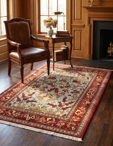 3' 5 x 5' 4 Hand Knotted Qom Persian Rug