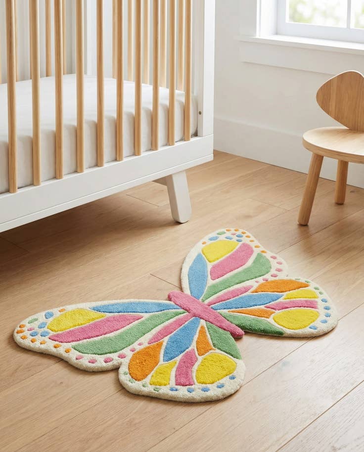 Detail image of 2' 1 x 3' 1 Happy Rugs Butterfly Wool