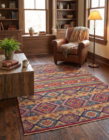 5' x 6' 7 Hand Knotted Kazak Rug