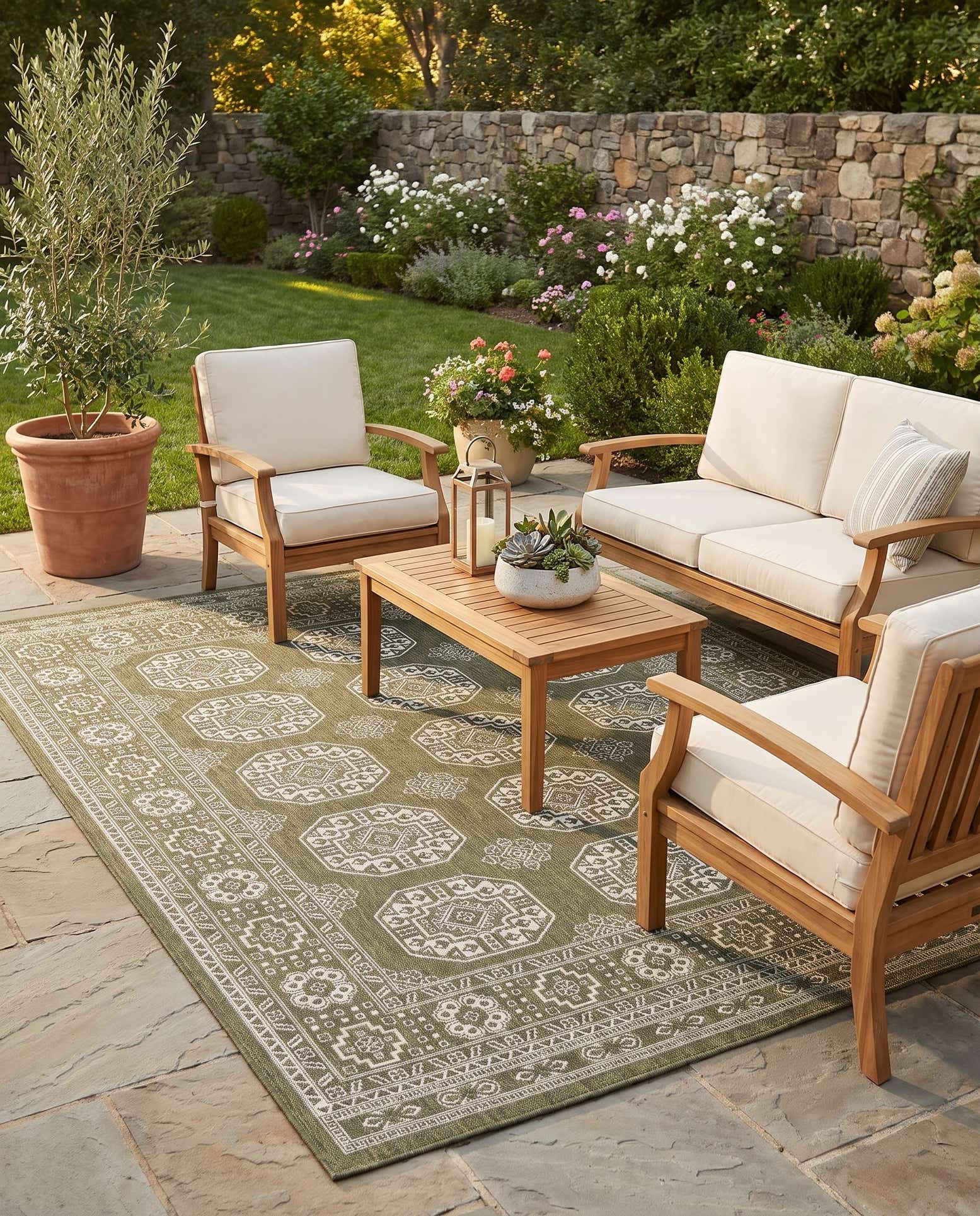 240cm x 305cm Easy-Clean Traditional Indoor / Outdoor Rug