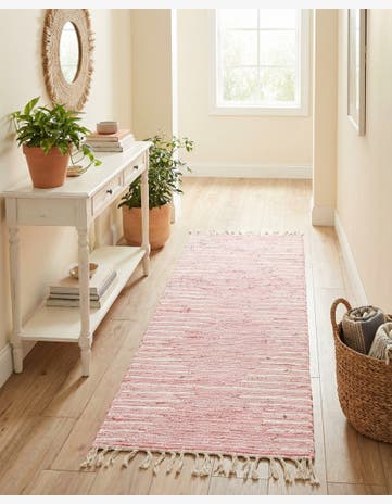 Rose Hand Woven Chindi Cotton Runner Rug