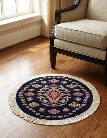 2' 2 x 2' 3 Hand Knotted Bokhara Oriental Round Rug