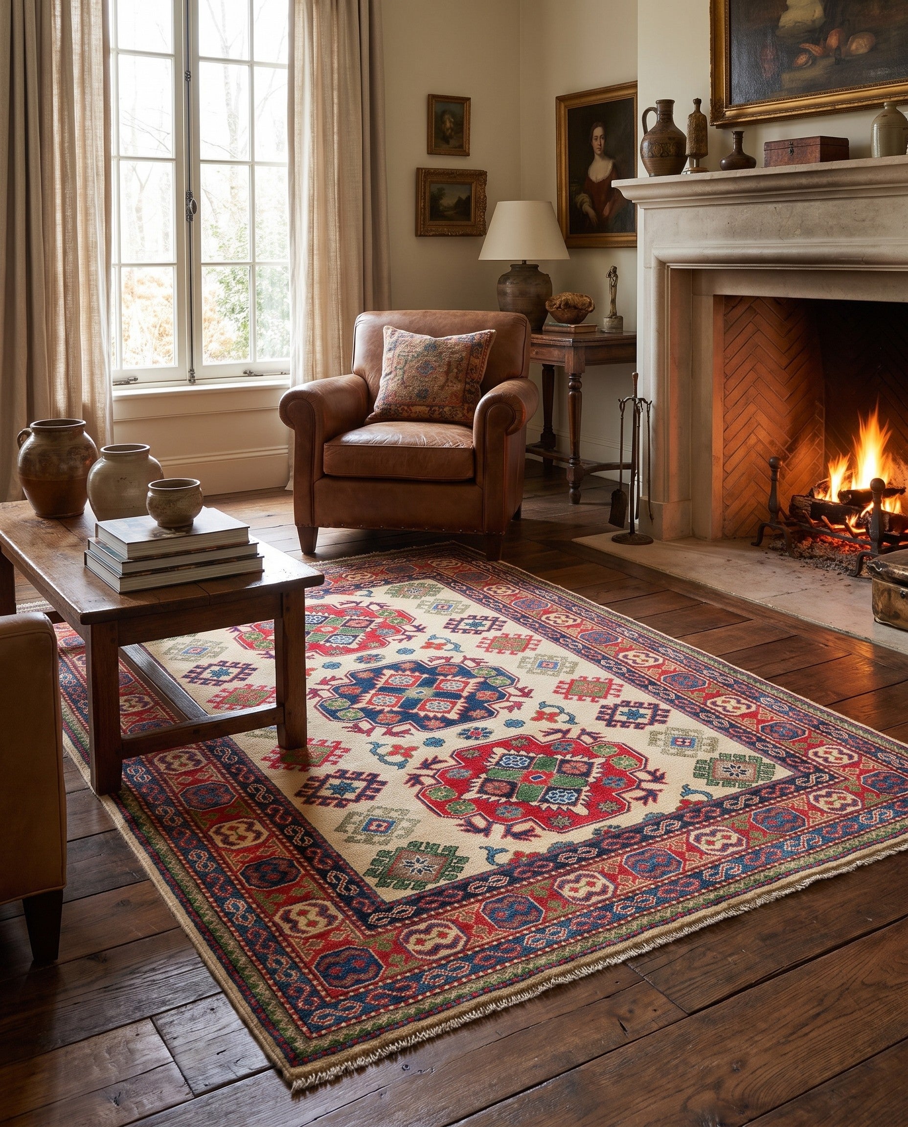 4' 11 x 6' 9 Hand Knotted Kazak Rug