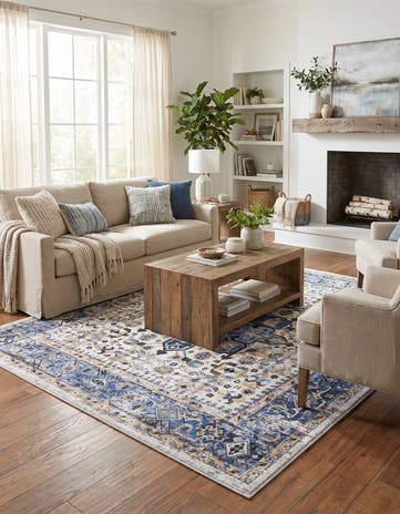 Royal Blue Yara Square Rug