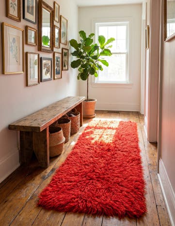 1' 7 x 4' 2 Hand Knotted Moroccan Wool Runner Rug