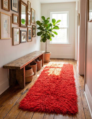 1' 7 x 4' 2 Hand Knotted Moroccan Wool Runner Rug