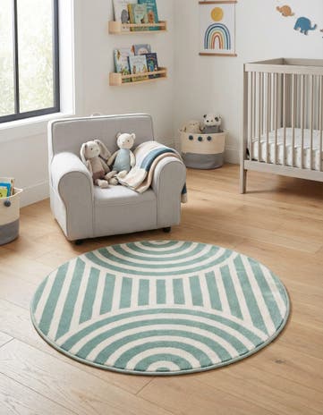 Soft Green Whimsy Kids Round Rug