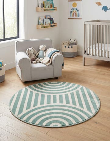 Soft Green Whimsy Kids Round Rug